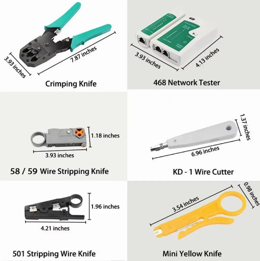 LF-098-Ethernet LAN Network Maintenance Tool Kit RJ45 Crimping Tool Cable Tester Wire Stripper
