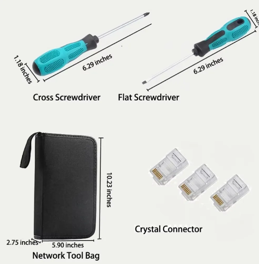LF-098-Ethernet LAN Network Maintenance Tool Kit RJ45 Crimping Tool Cable Tester Wire Stripper