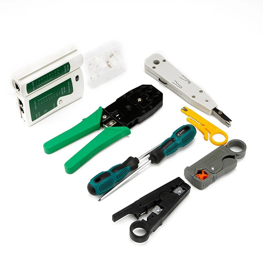 LF-098-Ethernet LAN Network Maintenance Tool Kit RJ45 Crimping Tool Cable Tester Wire Stripper