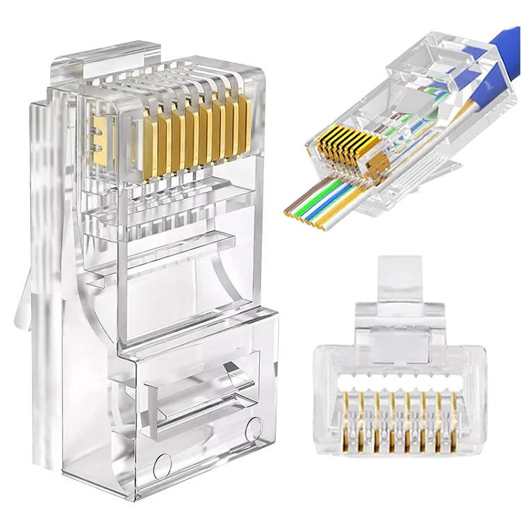 LF-099-Factory Wholesale Cat5e Cat6 RJ45 Connector UTP FTP 8P8C Crystal Plug Bulk Pack