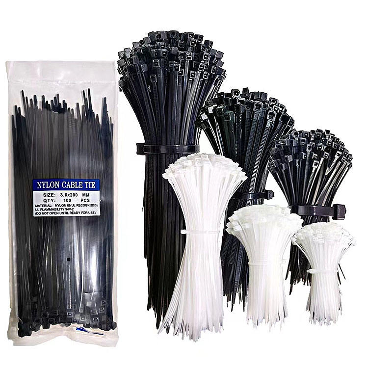 LF-100-Self Locking Nylon 66 Cable Tie Black White UV Resistant Plastic Zip Tie Fastener
