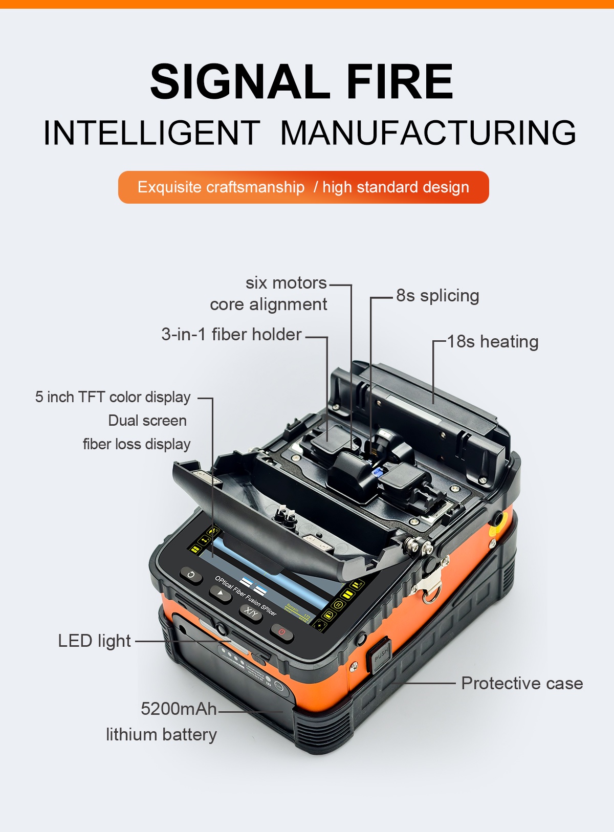 LF037 Wholesale Signal Fire AI-5 PRO Mini Handheld Fiber Optic Splicer – Six Motor Automatic Focus Fusion Splicer with 0.5μm Alignment