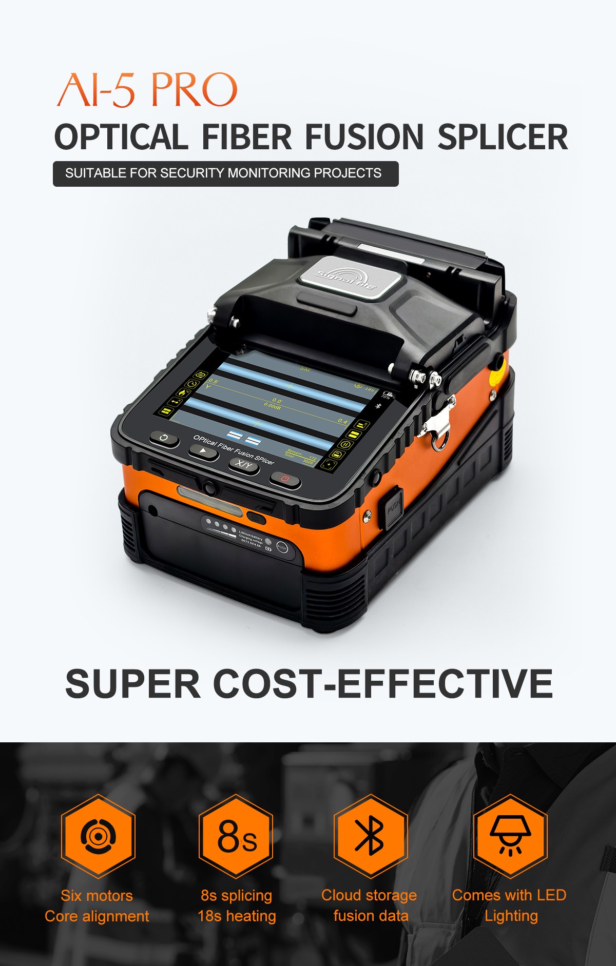 LF037 Wholesale Signal Fire AI-5 PRO Mini Handheld Fiber Optic Splicer – Six Motor Automatic Focus Fusion Splicer with 0.5μm Alignment