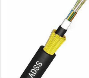 ADSS fiber optic cable cutaway with loose tubes and aramid yarn