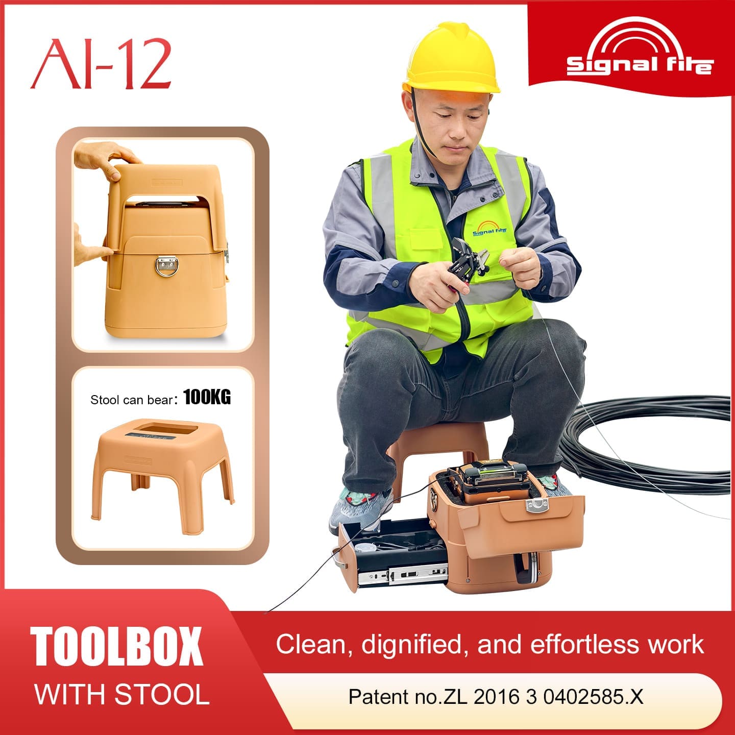 Signal Fire AI-12 fusion splicer toolbox and standard accessories