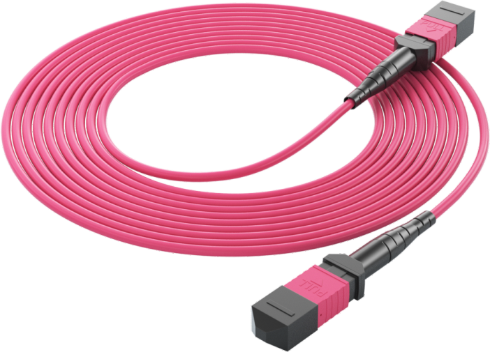 Magenta MPO multimode patch cord for data center cassette and patch panel connections