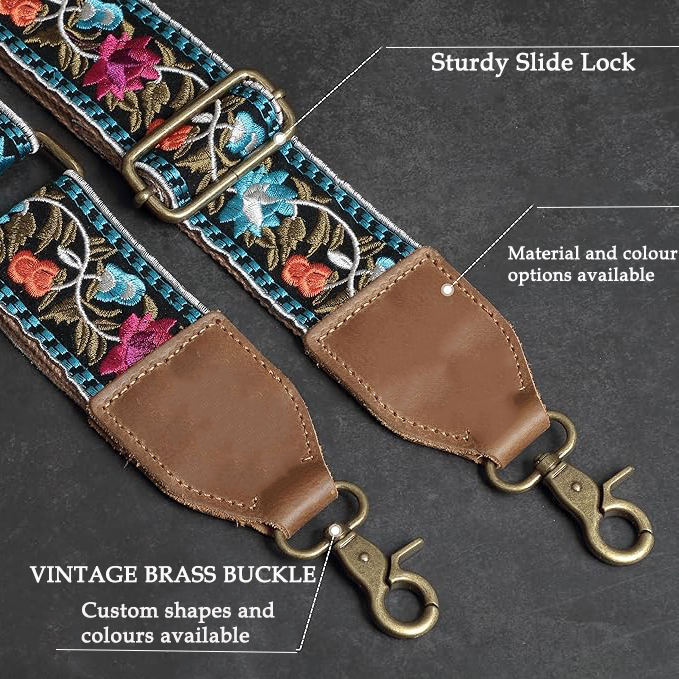 Custom High Quality Bag Strap 2 Inch Embroidered Woven Webbing for Arts and Crafts Luxury Bag Strap High Density