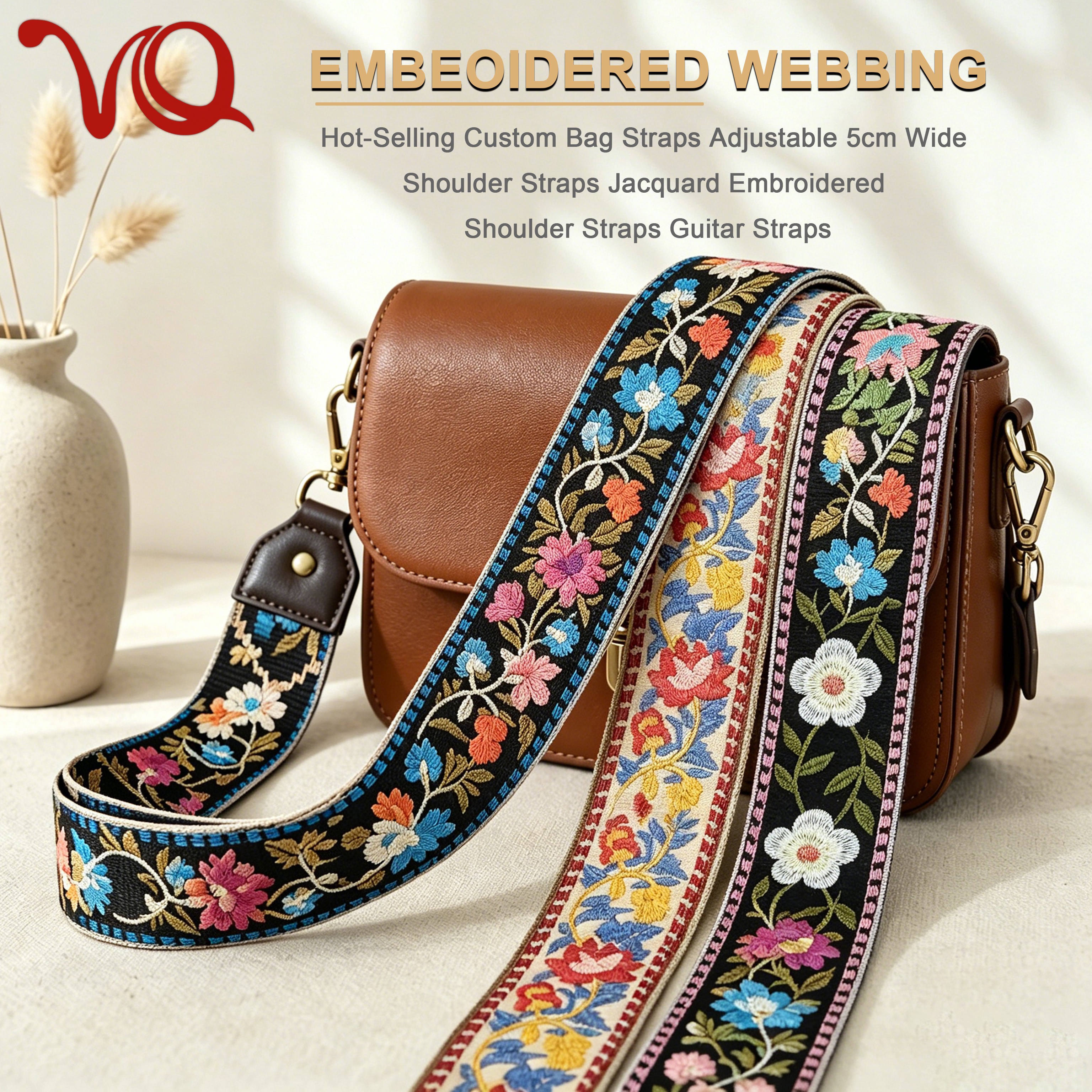 Custom High Quality Bag Strap 2 Inch Embroidered Woven Webbing for Arts and Crafts Luxury Bag Strap High Density Custom High Quality Bag Strap 2 Inch Embroidered Woven Webbing for Arts and Crafts Luxury Bag Strap High Density