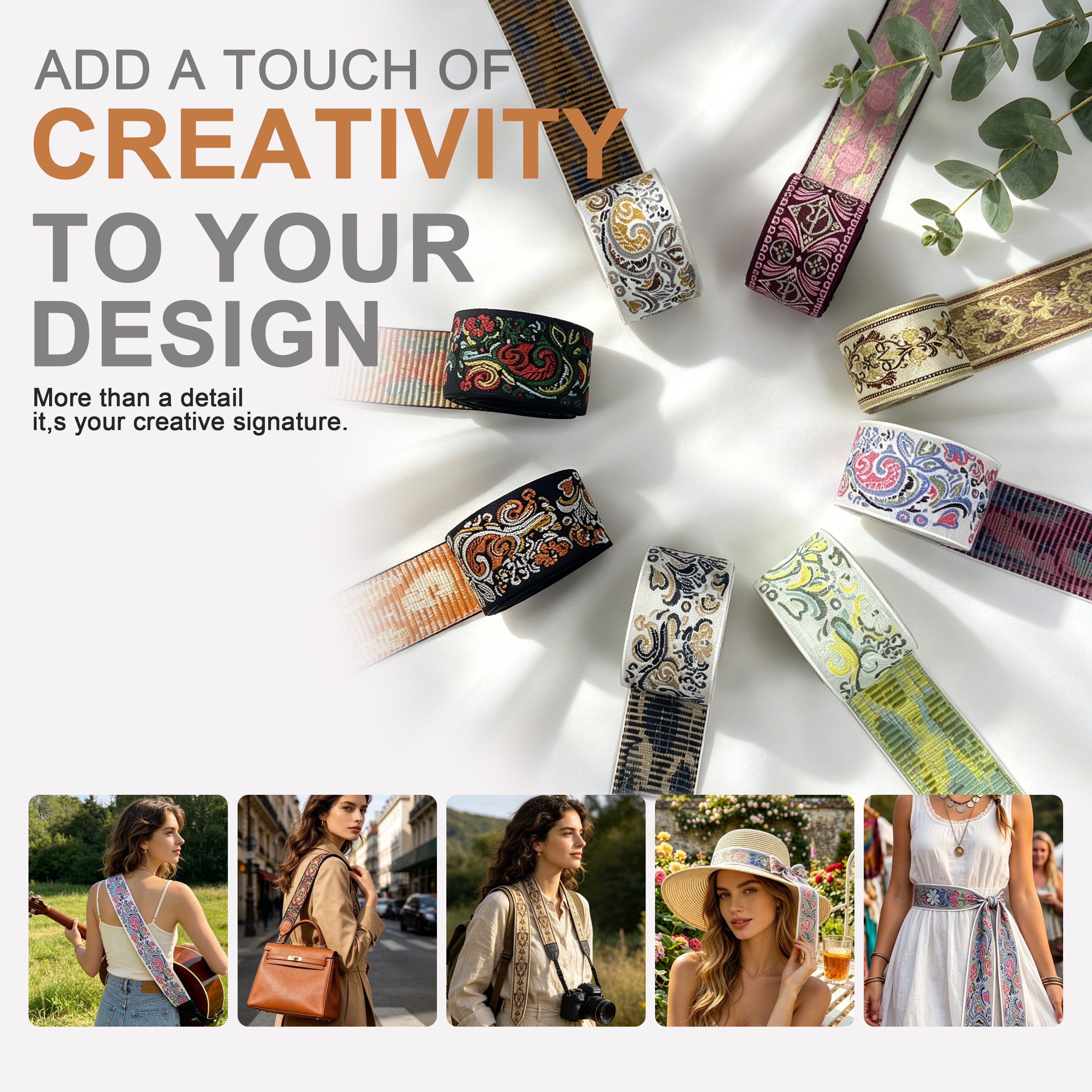 2 Inch Ribbon Diamond Pattern Jacquard Webbing Embroidery Ribbon Ethnic Ribbons Guitar Purse Straps Shoulder Bag Straps