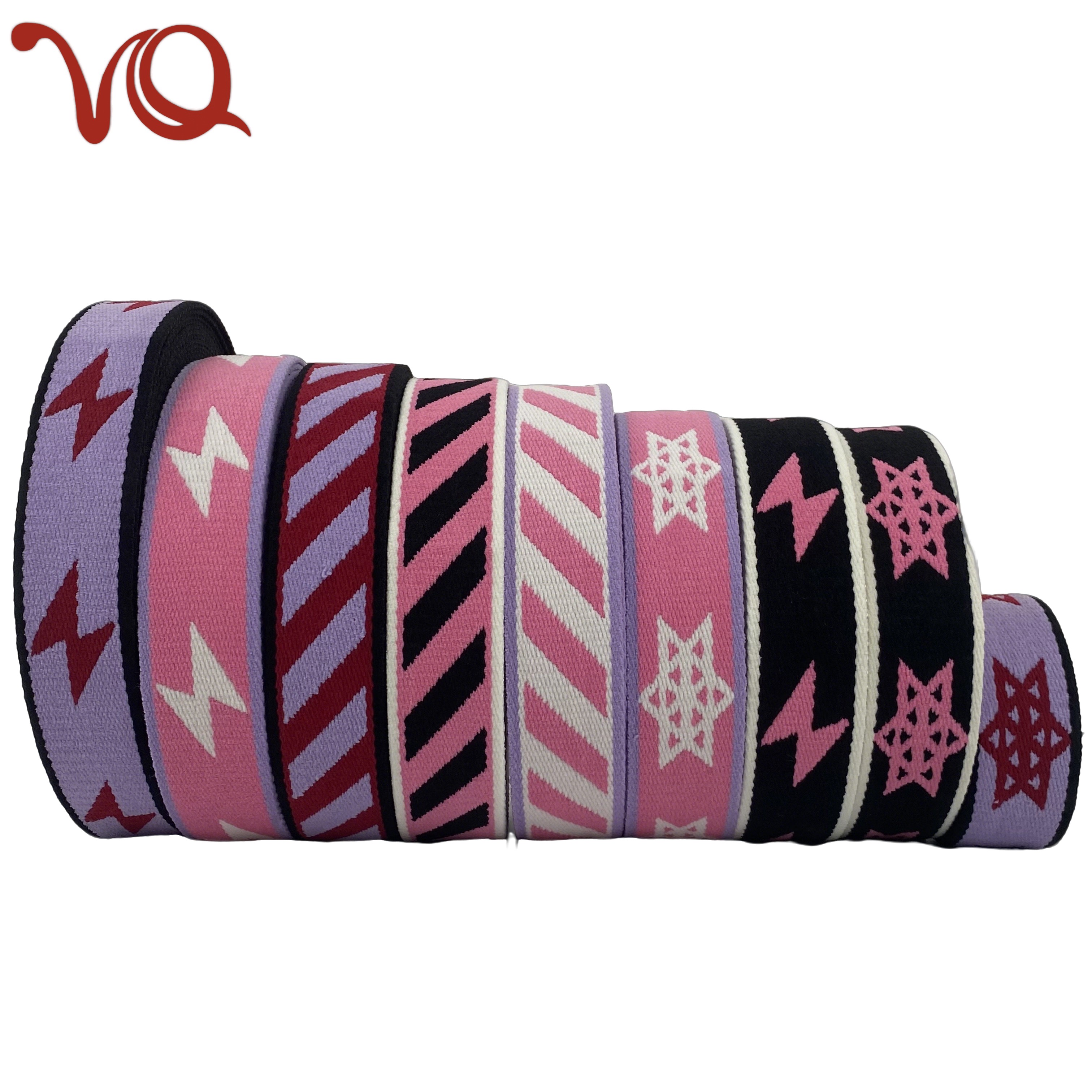 Premium Slub Yarn Poly Cotton Webbing Soft Skin Friendly Patterned Woven Strap for Pet Leash Fashion Bags and Backpack Straps