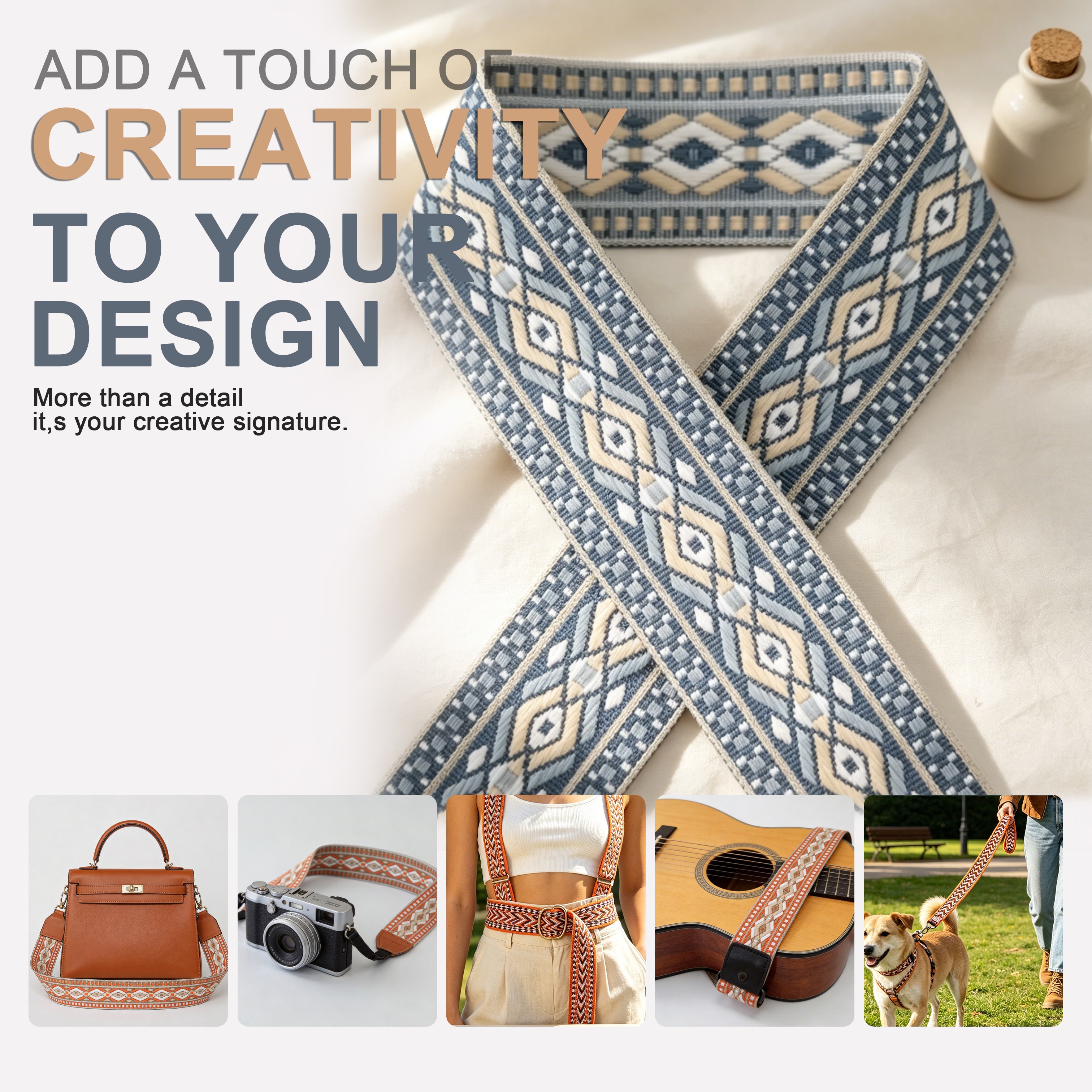 3.8CM Jacquard Webbing for Bag Straps Camera Belt Guitar Belt With Polyester Ribbon for Shoes