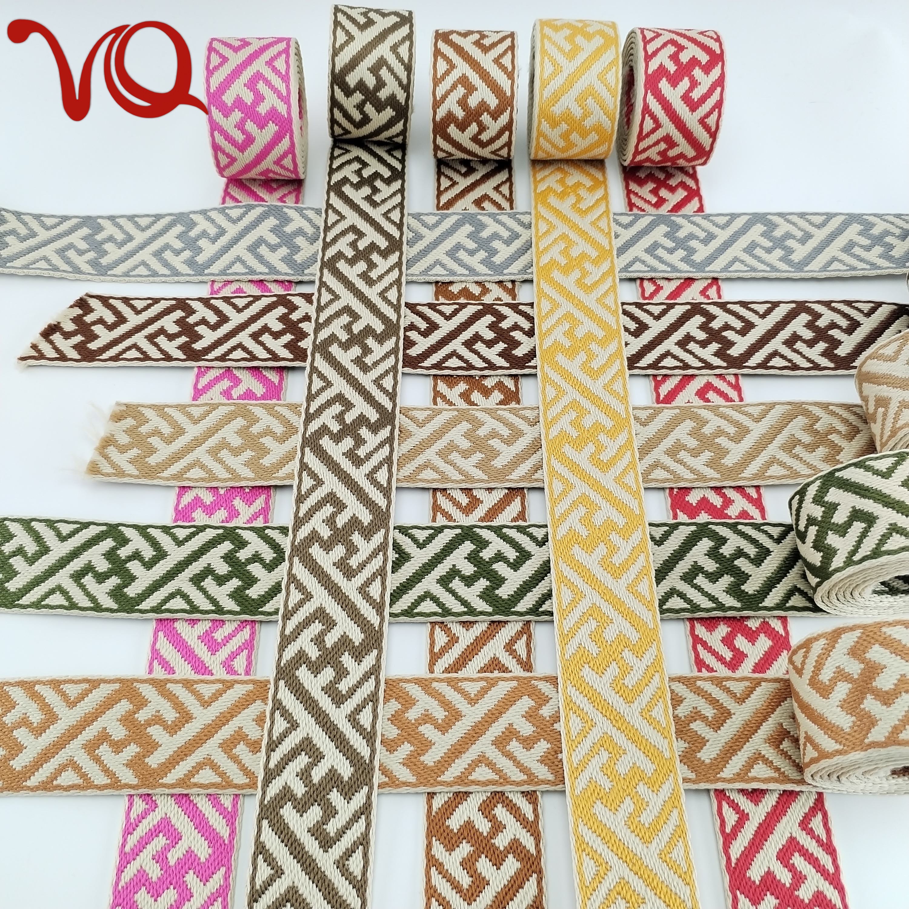 Jacquard Webbing Strap Geometric Pattern Woven Tape for Bag Handle Camera Strap Pet Collar Leash Accessories