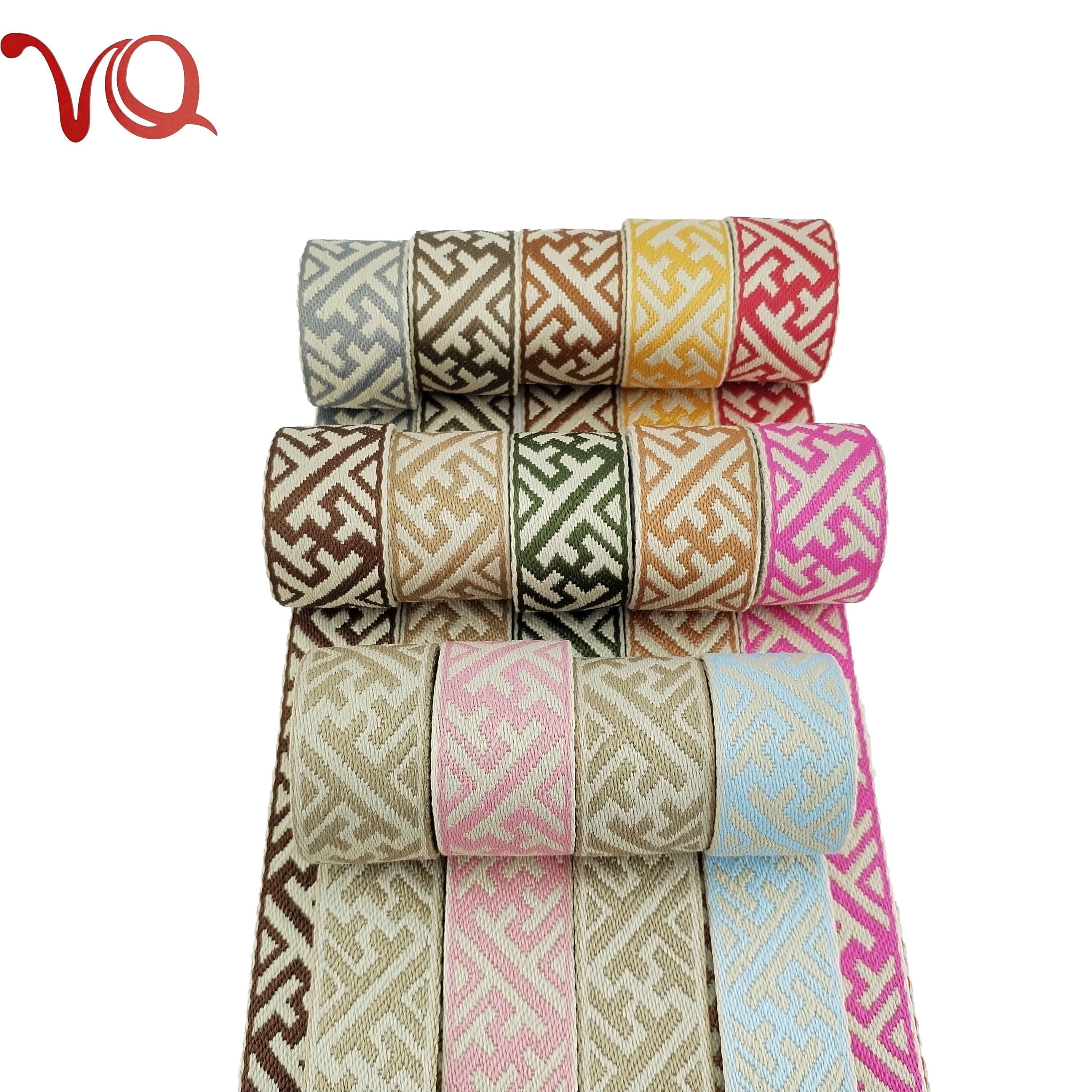 Jacquard Webbing Strap Geometric Pattern Woven Tape for Bag Handle Camera Strap Pet Collar Leash Accessories
