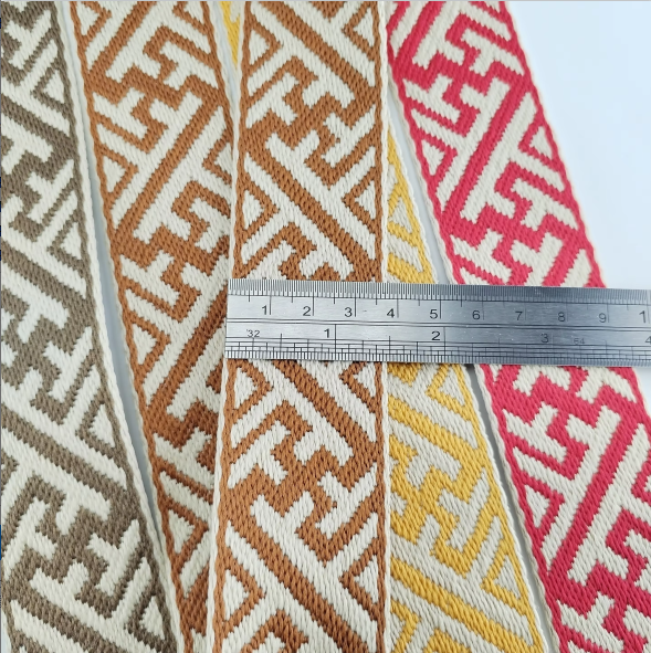 Jacquard Webbing Strap Geometric Pattern Woven Tape for Bag Handle Camera Strap Pet Collar Leash Accessories