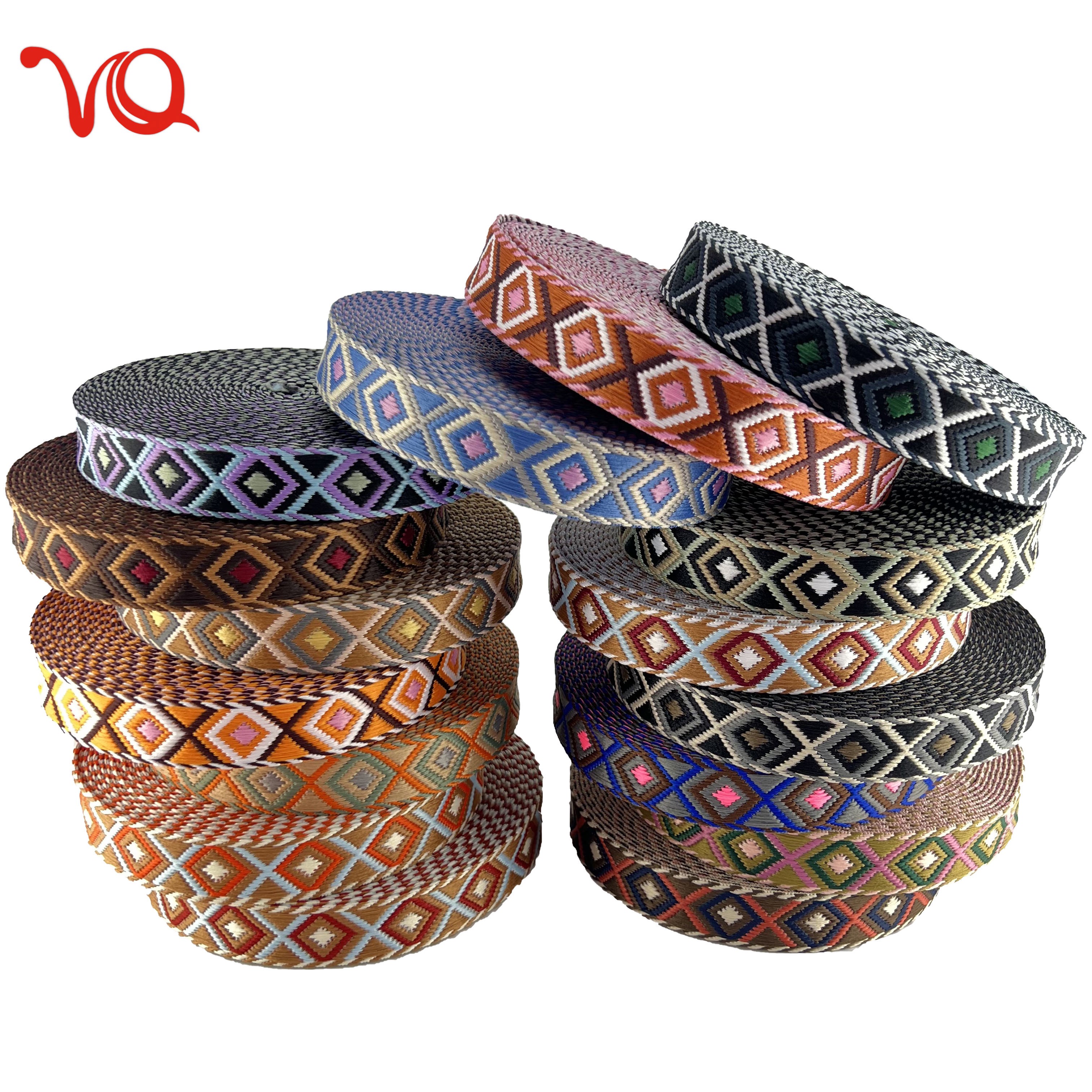 25mm Wide Rhombus Colored Ethnic Jacquard Ribbon Musical Instrument Laced Narrow Shoulder Strap Embroidery Webbing 25mm Wide Rhombus Colored Ethnic Jacquard Ribbon Musical Instrument Laced Narrow Shoulder Strap Embroidery Webbing
