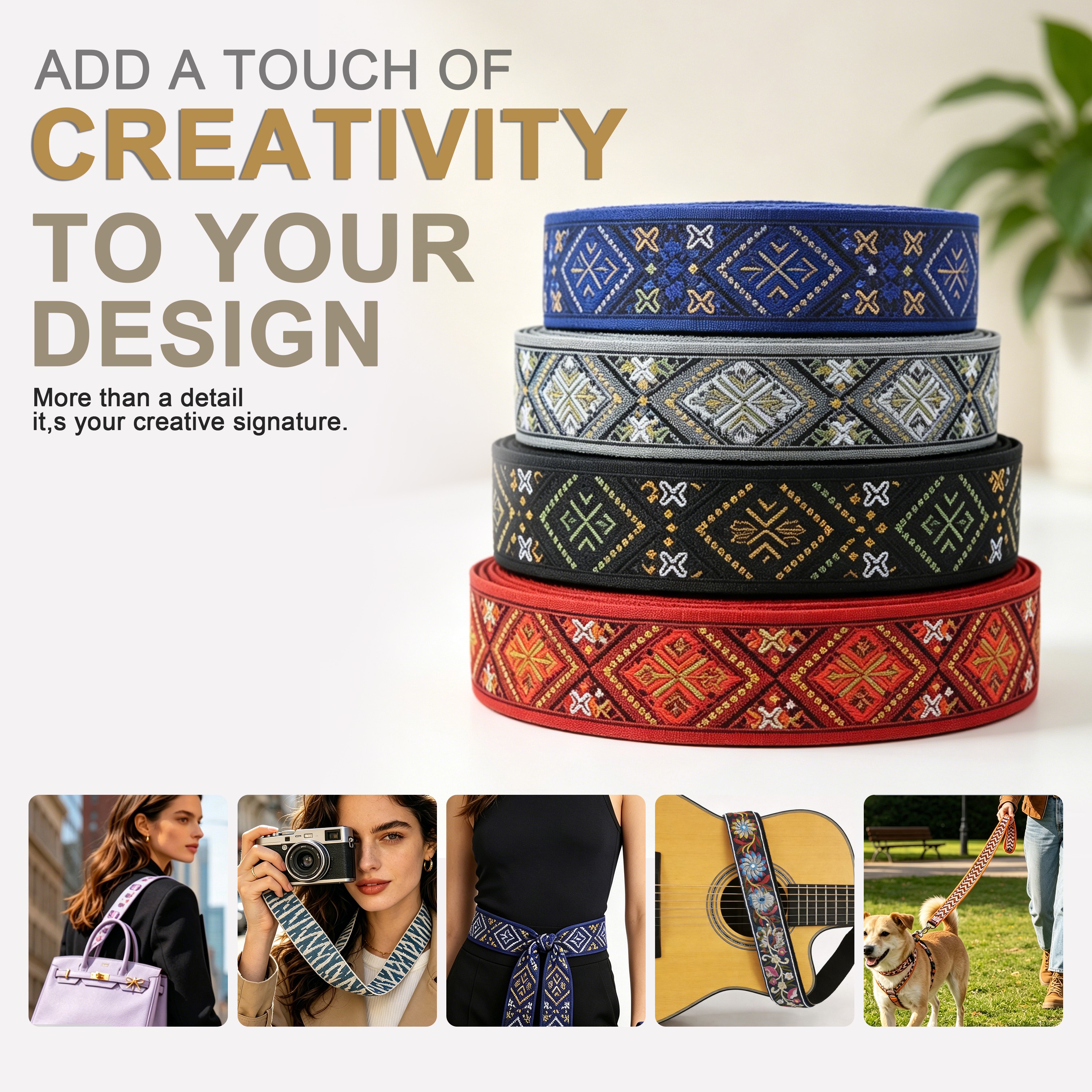 Ethnic Style 5 cm Embroidered Webbing Polyester Webbing Lace for Shoes Hats Clothes Etc