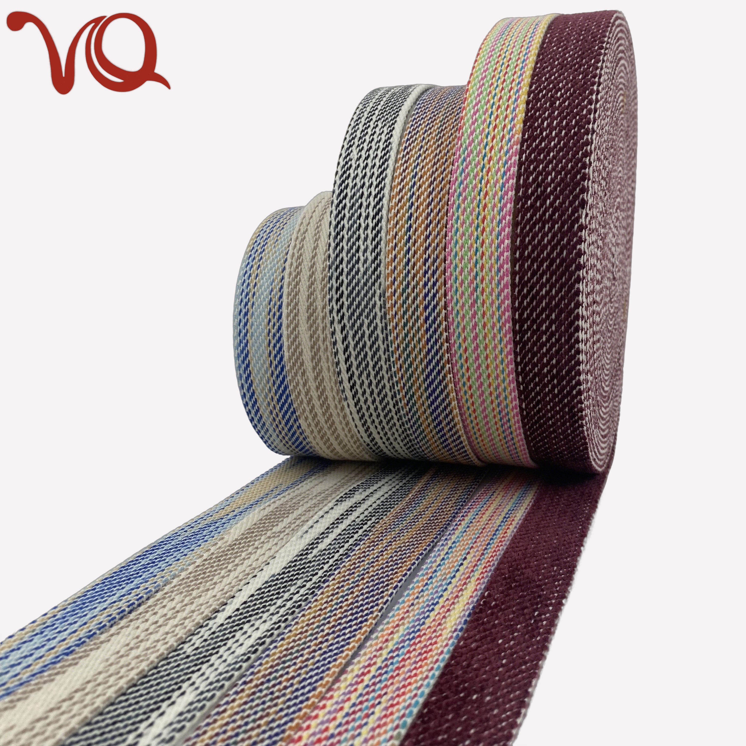 Factory Direct Satin Cotton Webbing Chevron Pattern Soft Woven Strap for Custom Bag Straps Guitar Straps and DIY Crafts