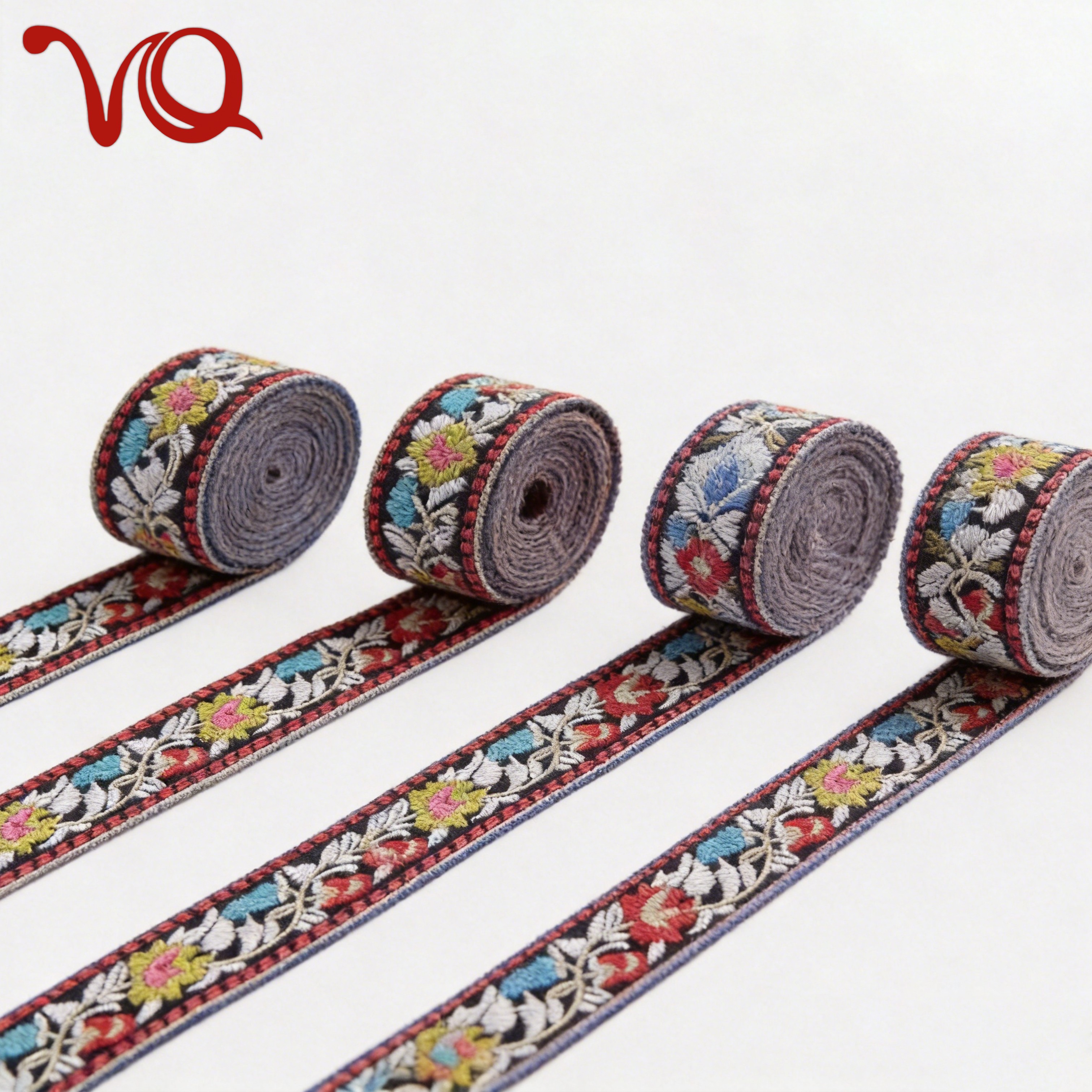 Custom Embroidered Webbing Indian Floral Embroidery Ribbon for Crafts Clothing Bedding Curtains Tablecloth Embroidery Lace Trim