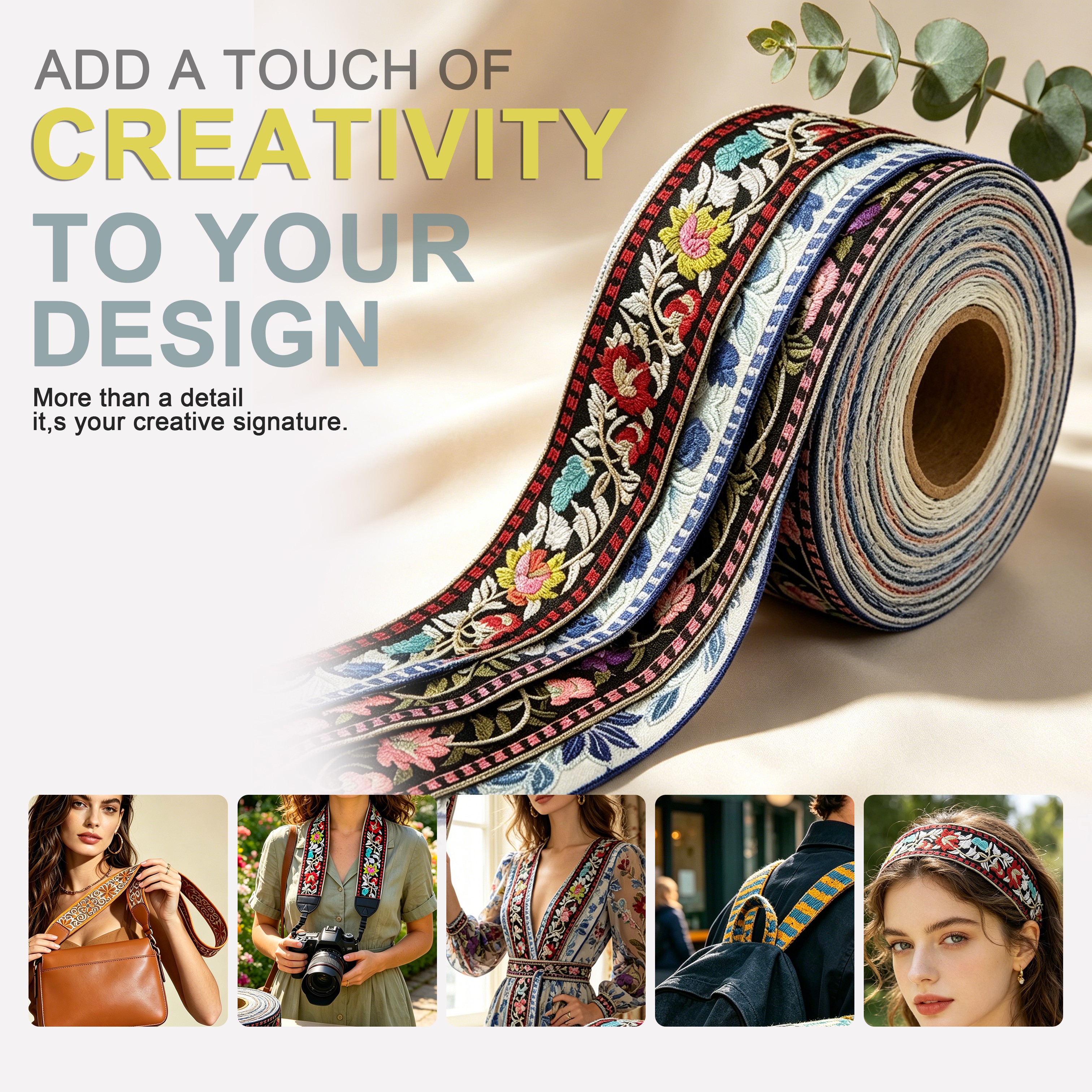 Custom Embroidered Webbing Indian Floral Embroidery Ribbon for Crafts Clothing Bedding Curtains Tablecloth Embroidery Lace Trim