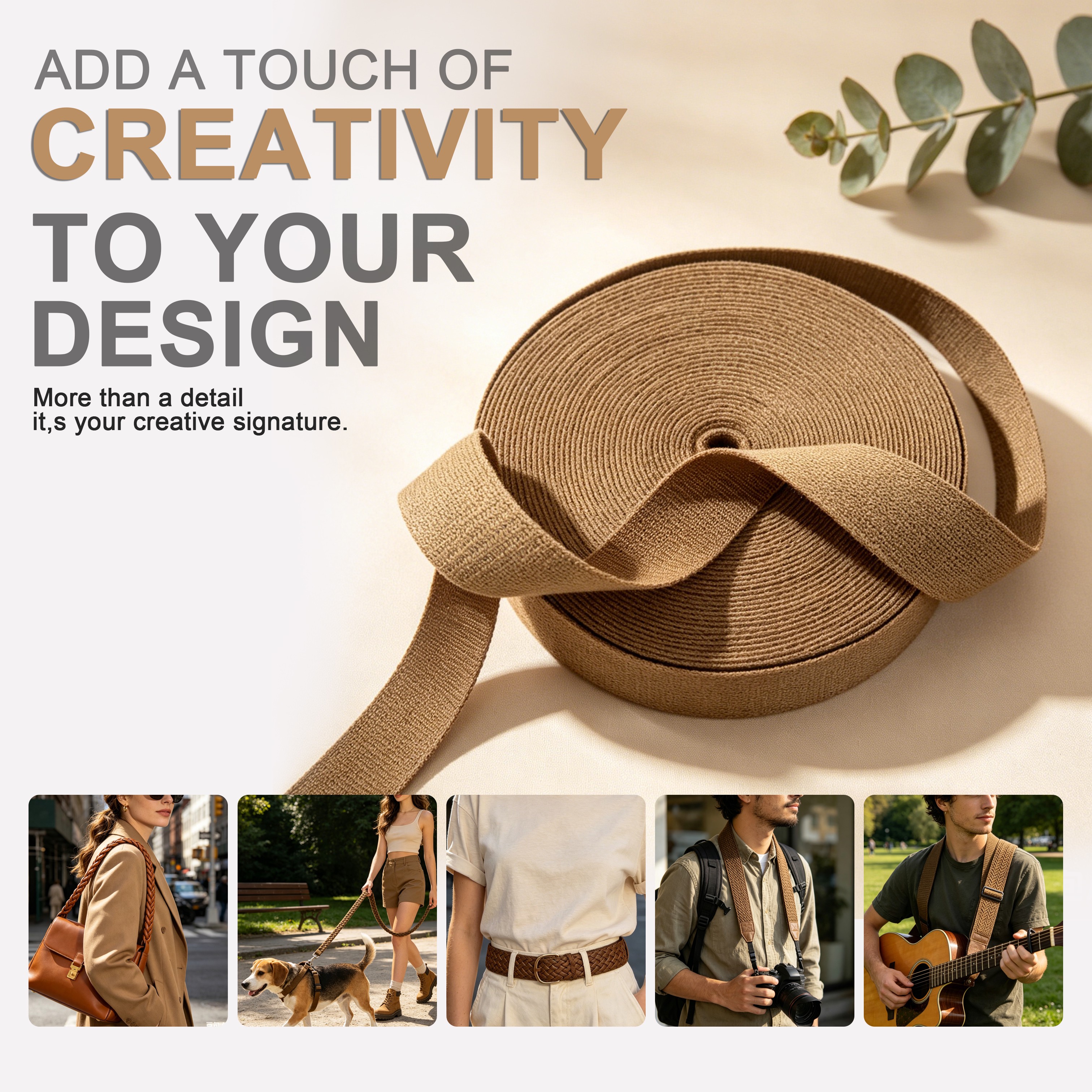 Factory Direct Poly Cotton Webbing Plain Weave Raw Edge Soft Strap for Tote Bag Backpack Guitar Strap