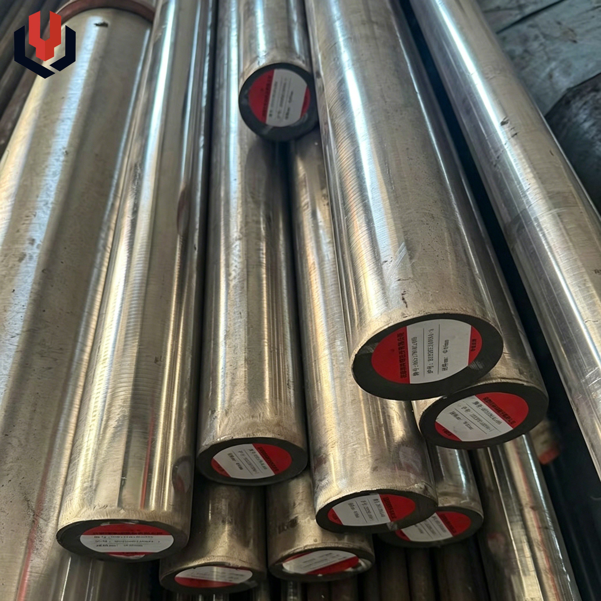 Stainless steel round bars, grades 201, 304L, 316L, 410, and 430.