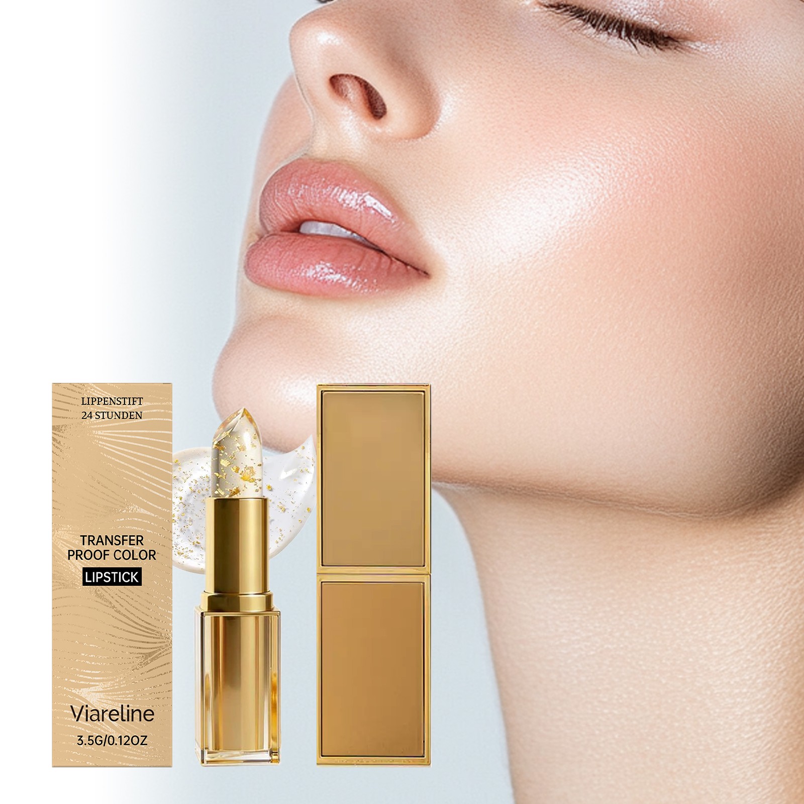 Gold foil color changing moisturizing lipstick light texture non greasy lips soft, moist and shiny