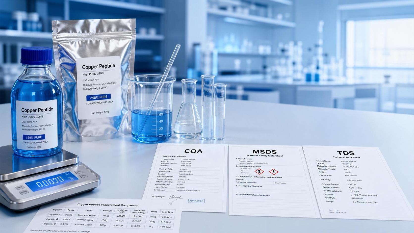 Copper Peptide Bulk Price: How Concentration and Grade Change Procurement Costs