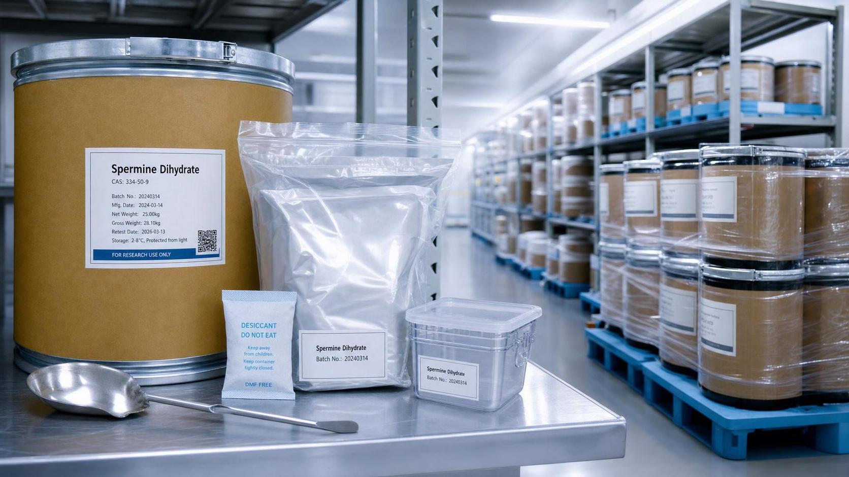 Spermine Dihydrate Handling Guide: Moisture Control, Storage, and Shelf Life