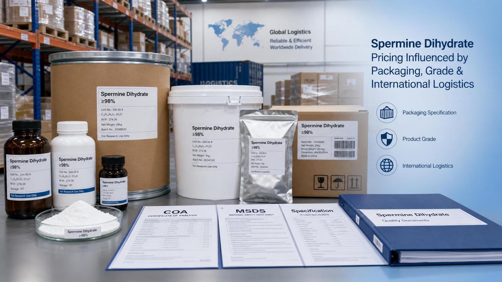 Spermine Dihydrate Price Analysis: Packaging Size, Grade, and Logistics Impact