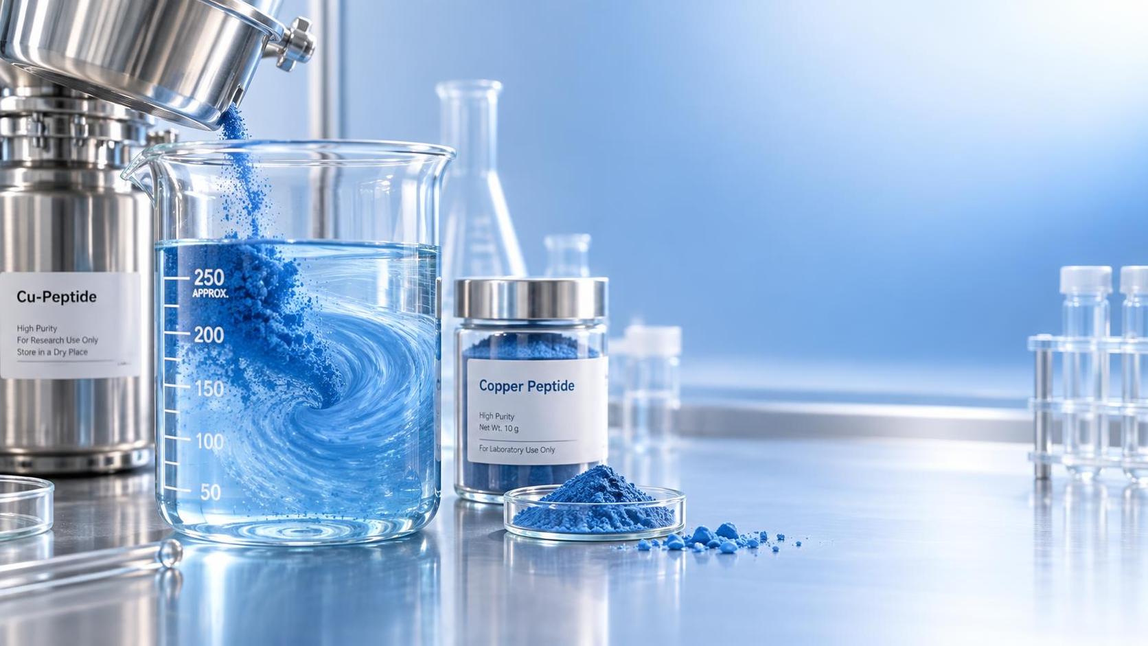 Which copper peptide powder particle size suits serum production?