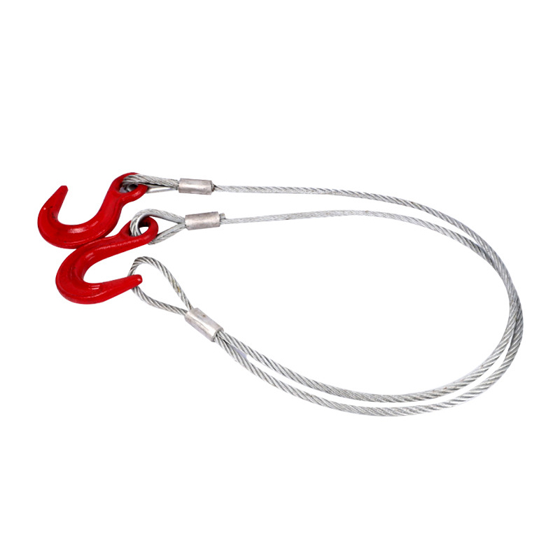 Double Leg Swaged Wire Rope Sling with Safety Hook Galvanized High-Strength