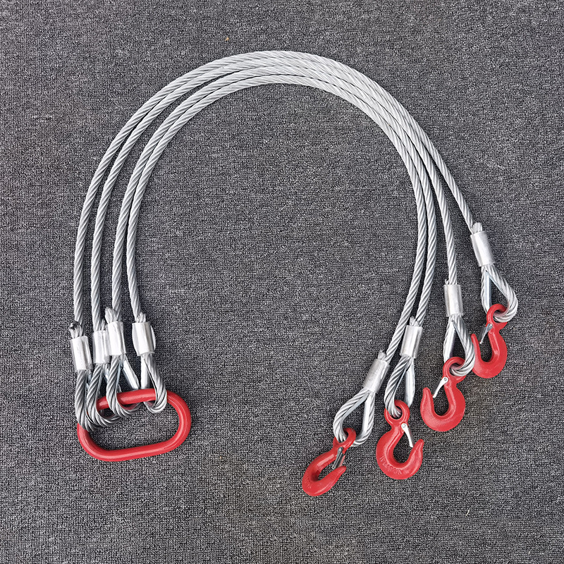 4 Leg Wire Rope Sling Carbon Steel  With Latched Eye Sling Hook for Heavy Lifting