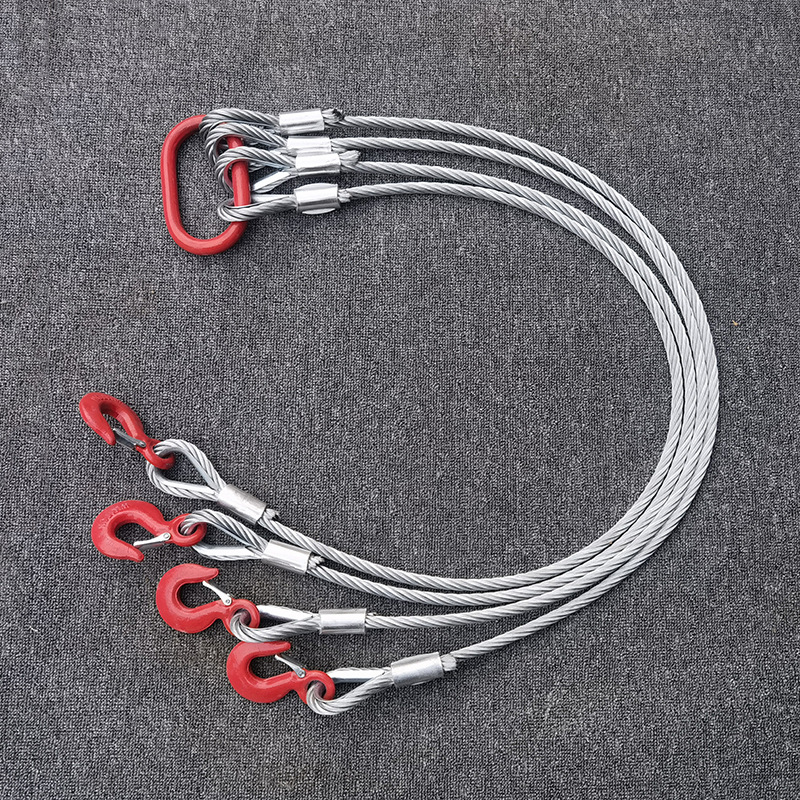 4 Leg Wire Rope Sling Carbon Steel  With Latched Eye Sling Hook for Heavy Lifting