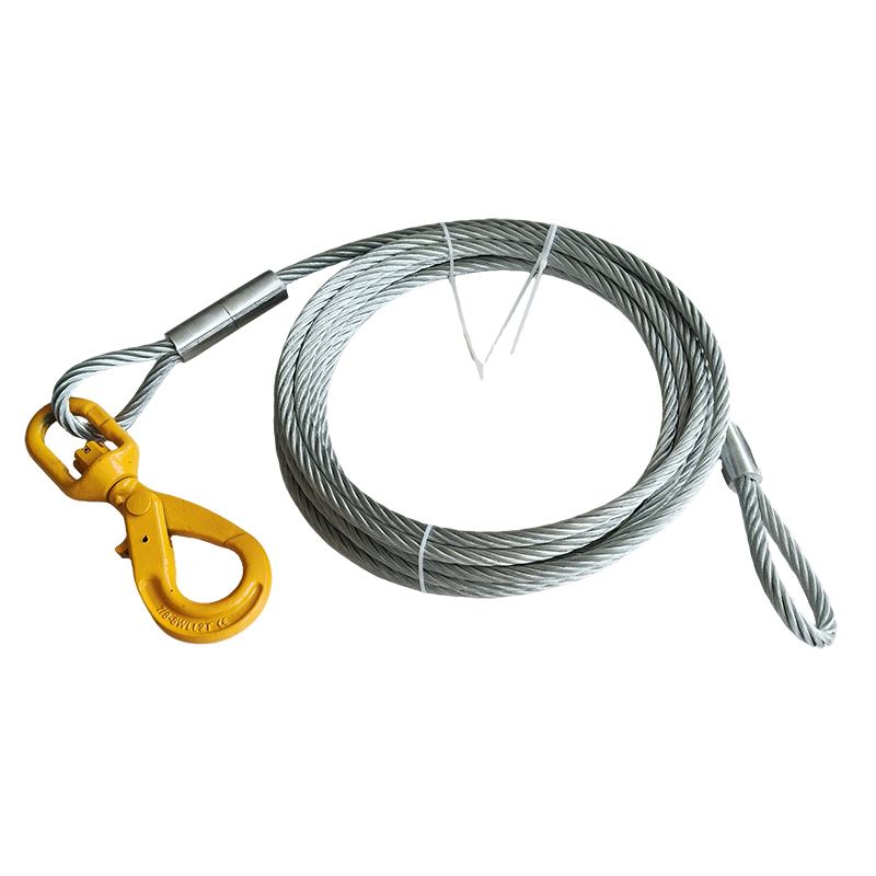 10mm galvanized steel wire rope Sling soft eye 5tons with Safety Hook