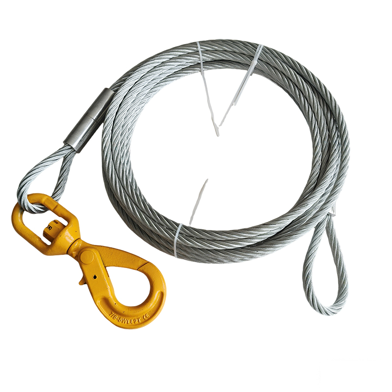 10mm galvanized steel wire rope Sling soft eye 5tons with Safety Hook