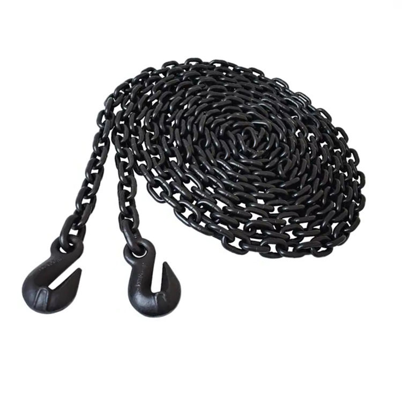 G80 Alloy Steel Welded Marine Lashing Link Chain Hot Dip Galvanized with Double Eye Grab Hooks 8mm 10mm