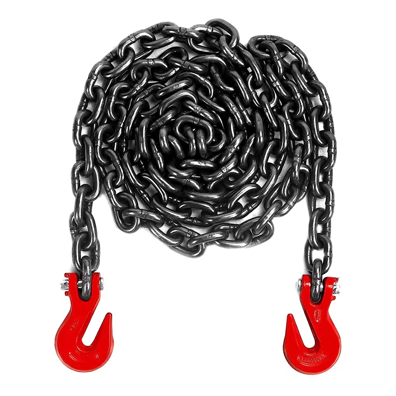 G80 Alloy Steel Welded Marine Lashing Link Chain Hot Dip Galvanized with Double Eye Grab Hooks 8mm 10mm