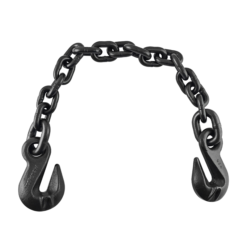 G80 Alloy Steel Welded Marine Lashing Link Chain Hot Dip Galvanized with Double Eye Grab Hooks 8mm 10mm