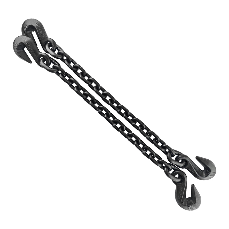 G80 Alloy Steel Welded Marine Lashing Link Chain Hot Dip Galvanized with Double Eye Grab Hooks 8mm 10mm