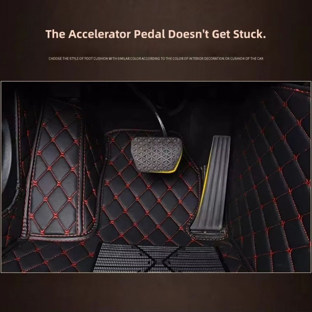 Linen diamond pattern full-coverage car floor mats, suitable for standard sizes, universal, non-slip, easy to clean, complete set.