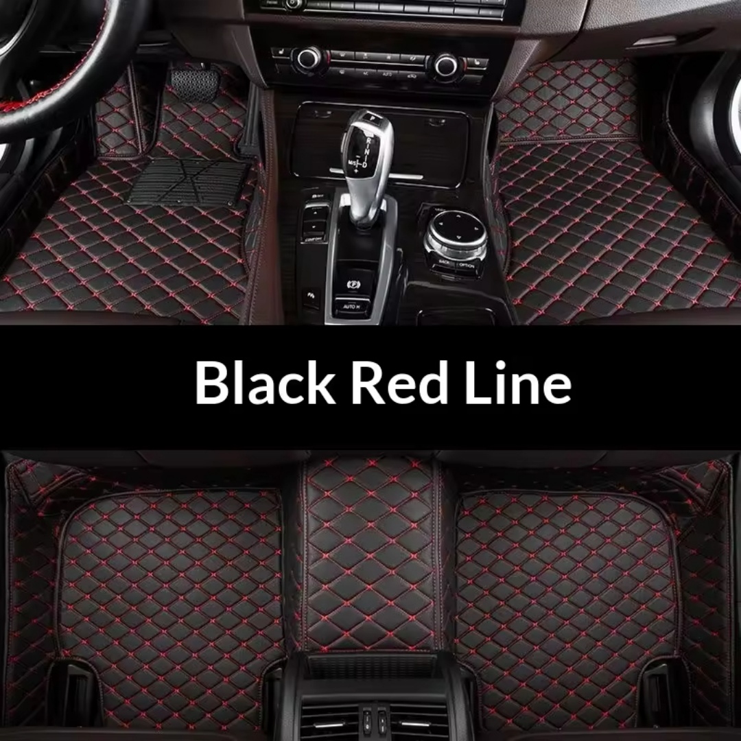 Linen diamond pattern full-coverage car floor mats, suitable for standard sizes, universal, non-slip, easy to clean, complete set.