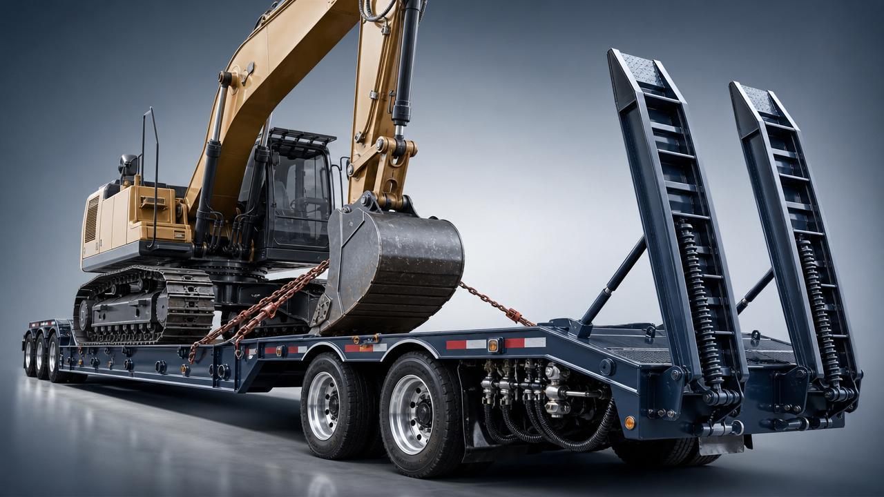 Low Plate Trailer Safety Checks Before Heavy Machinery Transport