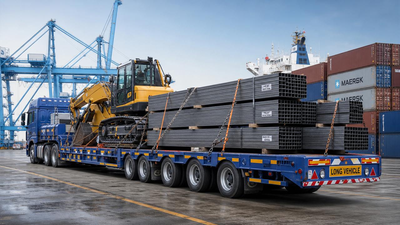 A Flatbed Semi-Trailer Case for Steel and Machinery Transport