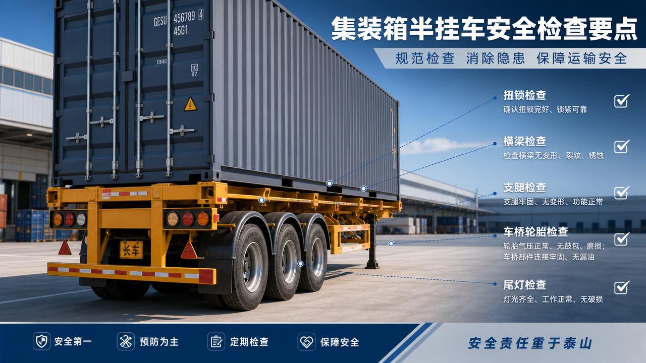 Skeleton Semi-Trailer Safety Checks Before Container Dispatch