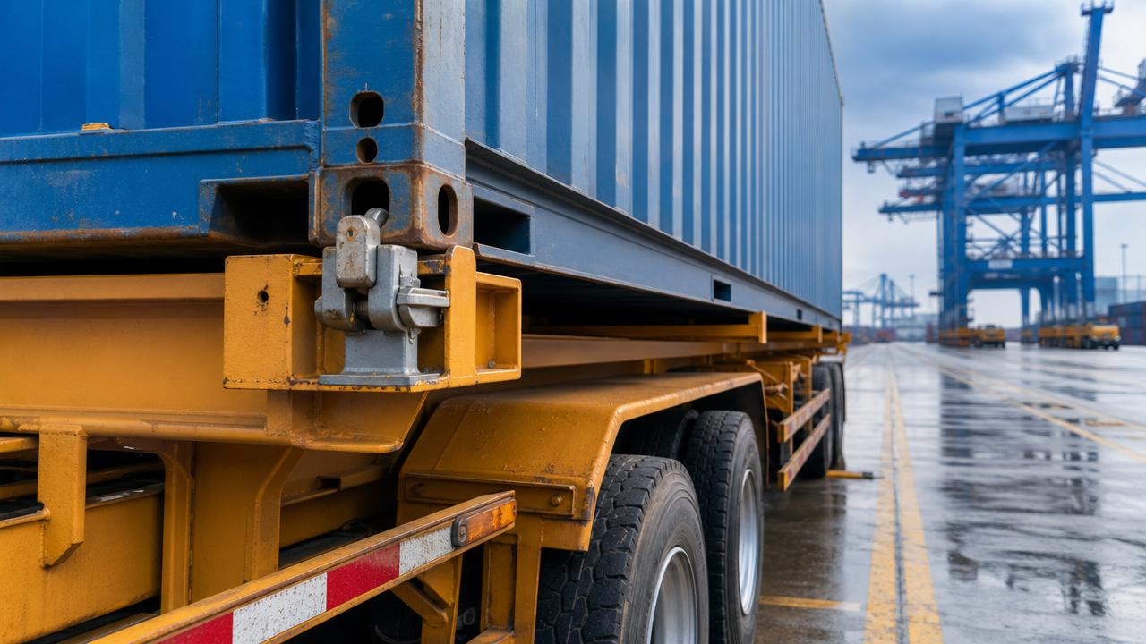 Skeleton Semi-Trailer Safety Points for Container Lock Inspection
