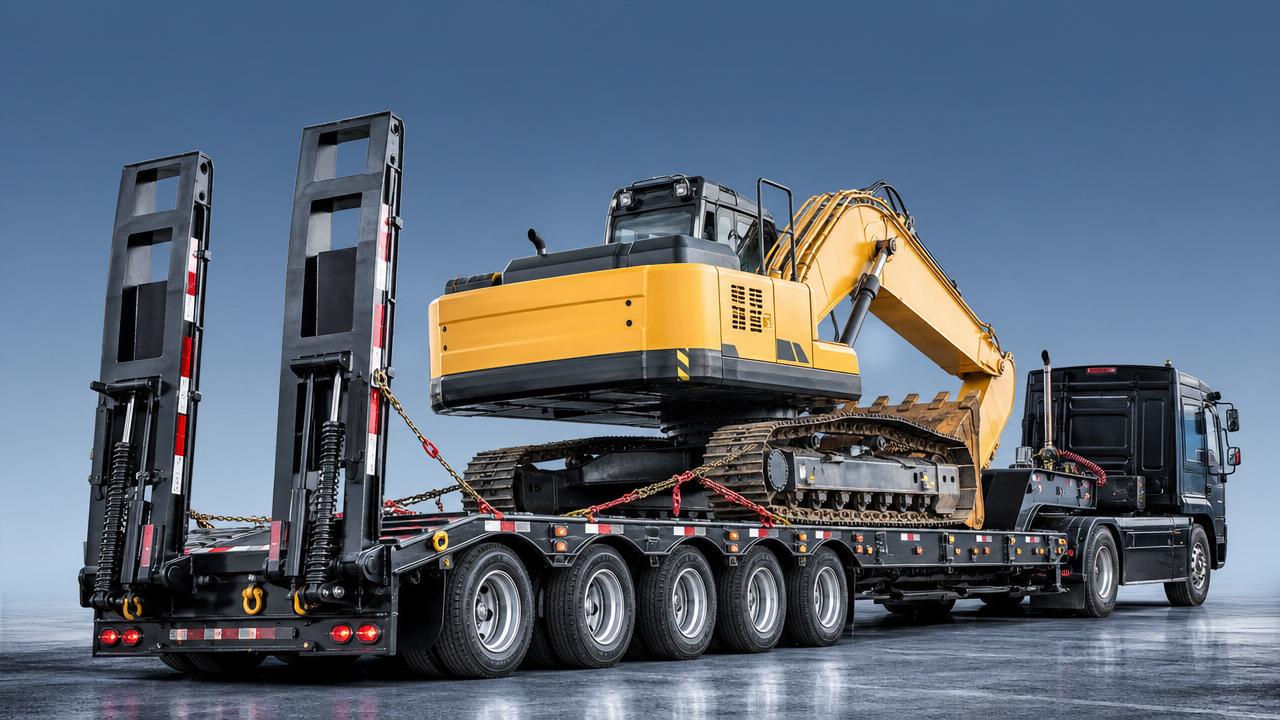 Low Plate Trailer Safety Checks Before Heavy Equipment Transport