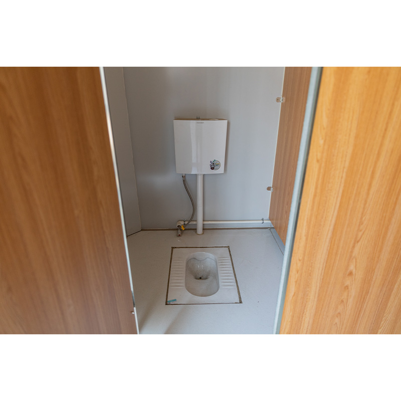 Indoor partitioned bathroom
