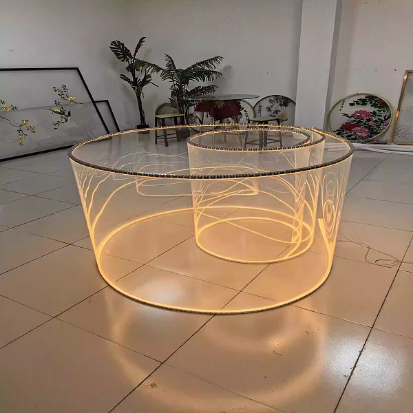 Transparent luminous hotel club ceiling decorative lines, artistic and customizable, light luxury style decorative light ribbon