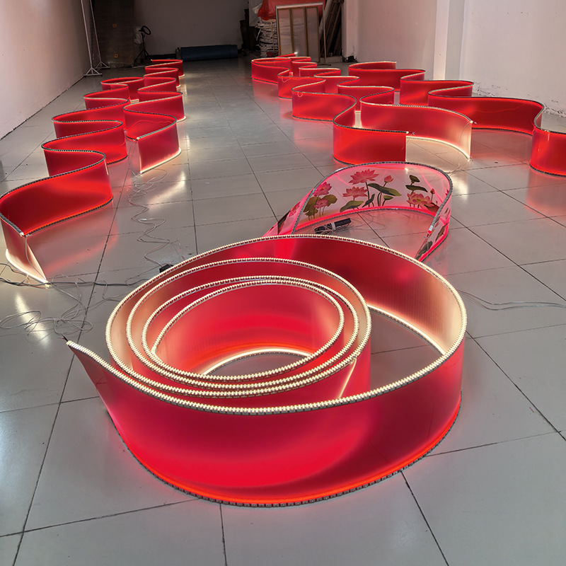 Red Celebration Museum Exhibition Hall Annual Meeting Banquet Hall Hotel Wedding Celebration Ceiling Decoration Pendant Light Ribbon