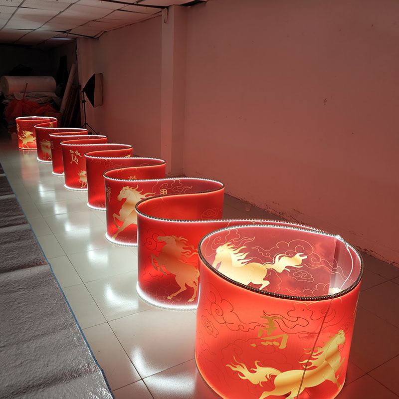 Red Celebration Museum Exhibition Hall Annual Meeting Banquet Hall Hotel Wedding Celebration Ceiling Decoration Pendant Light Ribbon